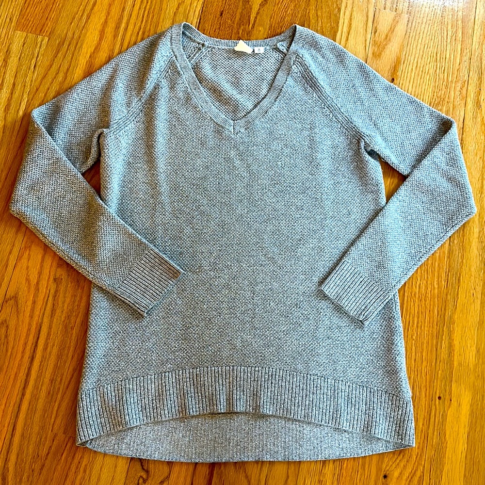 Sparkly Vneck Textured Heather Grey Sweater